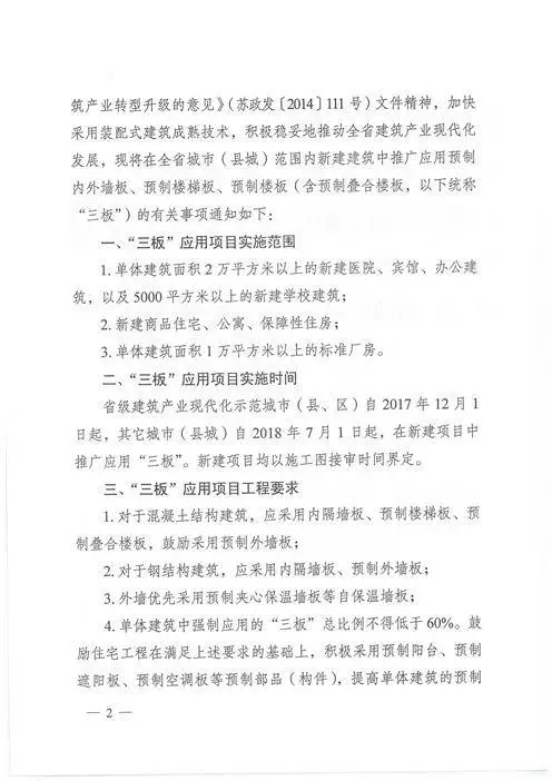 江蘇：新建建筑應用預制內外墻板預制樓梯板預制樓板相關要求！(圖2)